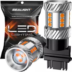 SEALIGHT LED 턴 시그널 전구 3157 앰버 옐로우 600 더 밝은 3156 3457A 4057 4157 전면 후방 라이트 마커