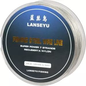 0.5mm 100m 26lb 낚시용 강철 와이어 낚싯줄 최대 출력 7가닥 초연질 커버 플라스틱 방수 리드 라인