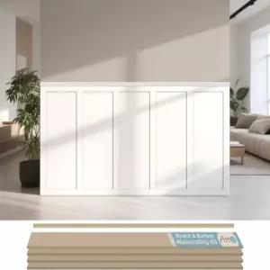 Art3d 프리메이드 보드 및 배튼 페인팅 가능한 웨인스코팅 키트 주방 침실 거실 홈 데코용 MDF 액센트 월