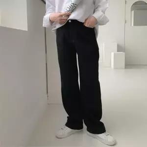 남자 청바지 밴딩 테이퍼드 와이드 블랙진 데님팬츠