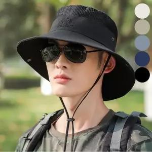 남성 등산 사파리 모자 위아 버킷햇 메쉬 자외선차단