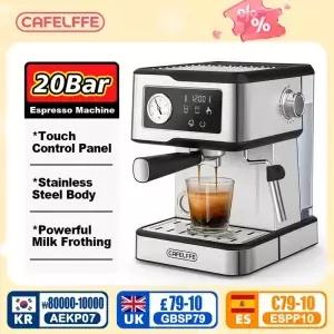 Cafelffe 에스프레소 머신 카푸치노 메이커 우유 거품기 스팀 지팡이 커피 반자동 카페테라 선물 20Bar