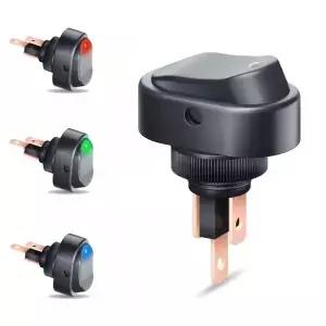 12mm 방수 블루/레드/그린 로커 스위치 12V 30A 3 핀 SPST ON OFF 자동차 보트 용 고전류 토글 타원형