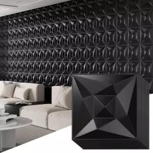 실내 벽 장식용 우메돌 40 PCS 3D 패널 블랙 11.8 *11.8 커버 거실용 PVC 텍스처 타일 침실 DIY 인테리어