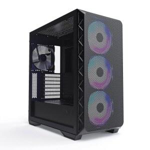 Montech AIR 903 MAX, E-ATX 미드 타워 케이스, 고풍량, 3X 140mm ARGB PWM 및 1X 팬 사전 설치, 강화 유리 측면 패널, 메시 전면, 타입-C, 4090 GPU 지원, 블랙