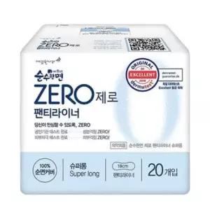 깨끗한나라생리대 깨끗한나라 순수한면 ZERO 순면 라이너롱 20P 3개