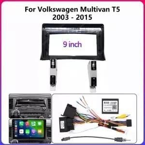 폭스바겐 VW 멀티밴 T5 2003-2015 9인치 스테레오 패널용 카 라디오 마운트 프레임 하네스 전원 케이블