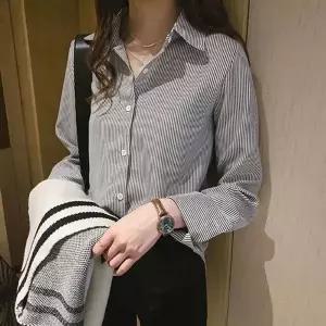 스트라이프 남방 카라넥 미우 블라우스 캐 셔츠