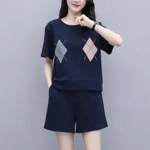 여성 마름모 여름 트레이닝 미우 세트 반팔 홈웨어
