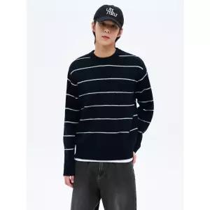 에잇세컨즈 핀 스트라이프 라운드 니트 네이비 425151LY8R 4704026