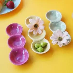 동글 라운드 도자기 소스볼 3구 1P 간장 이 반찬 접시