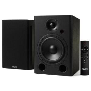 노이미텍 노이미 BS5P-ARC 75와트 전원 책장 스피커, 블루투스, HDMI, USB, 광학, 동축, 리모컨, 5인치 우퍼, 1인치 트위터, 다크 우드, 1쌍