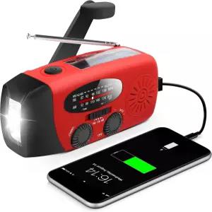 비상용 LED 손전등이 장착된 러닝스네일 핸드 크랭크 라디오 2000mAh 휴대폰 충전기가 AM/FM NOAA 휴대용