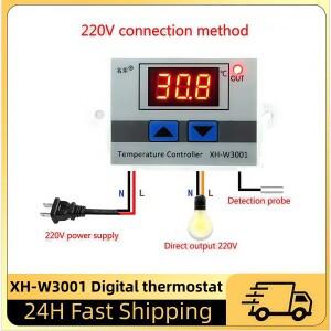12V 24V 110V 220V W3001 디지털 LED 온도 컨트롤러 10A 조절기 제어 스위치 프로브