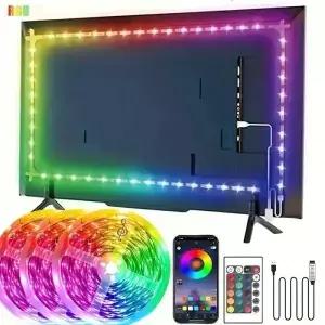 RGB LED 스트립 조명 TV 백라이트 앱 음악 동기화 USB 5V 루체스 다이오드 플렉시블 리본 테이프 방 파티