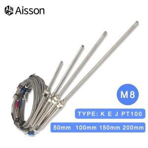 K/J/PT100  M8 열전대 1m 2m 3m 5m -200-400 ℃ 나사산 스테인레스 스틸 프로브 50mm