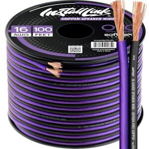 링크 16 AWG 게이지 스피커 와이어 케이블(OFC) 스테레오, 자동차 또는 홈 시어터 설치(100피트)