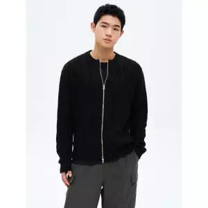 에잇세컨즈 케이블 라운드 집업 카디건 블랙 42515ALY35 4746986