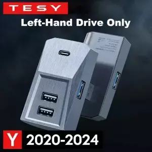 Tesla Model Y 20202024 왼손잡이 용 글러브 박스 도킹 스테이션 빠른 충전기 USB 허브 어댑터 전원 분배기