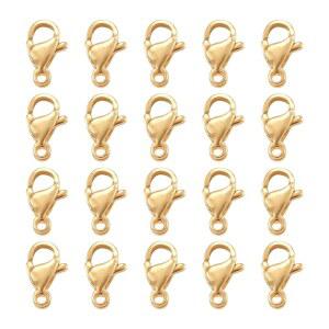 판다홀 100Pcs 304 스테인리스 스틸 랍스터 발톱 클랩스 리얼 18K 금도금 9x5x2.5mm 연마 보석 커넥터 팔찌 목걸이 장신구 제작용