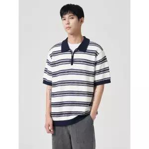 에잇세컨즈 멀티 스트라이프 카라 반집업 니트 네이비 264751EY1R 1R 4264678