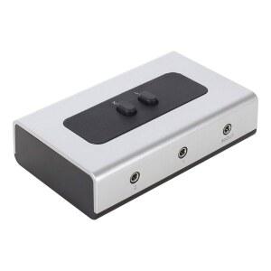 2 포트 3.5mm 스테레오 수동 스위치 박스 AUX 오디오 스피커 선택기(월 마운트 홀 내장, 벽 또는 테이블 사용 가능)