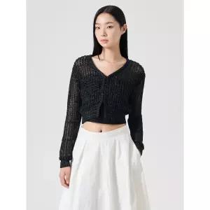 에잇세컨즈 스카시 브이넥 카디건 블랙 32475ALY35 4276886