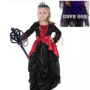 할로윈코스튬 클래식 마녀 레드 라이팅 할로윈 파티드레스 3종세트