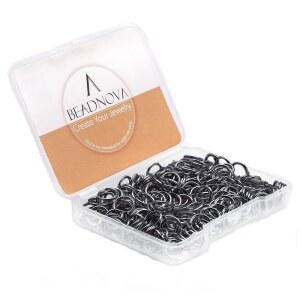 BEADNOVA 8mm 오픈 점프 링, 주얼리 제작 및 열쇠고리용 건 블랙 링 (300개)