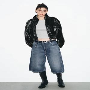 ZARA 페이크 레더 스트랩 점퍼 - 블랙 4749/801/800