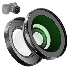 소니 ZV-1F ZV-E10 A5000 A6000과 호환되는 NEWER 40.5MM HD 광각 렌즈 2인치 18MM 및 10배 매크로 추가 렌즈(확장 튜브 포함) 베이오넷 마운트 어댑터(LS-30 블랙)