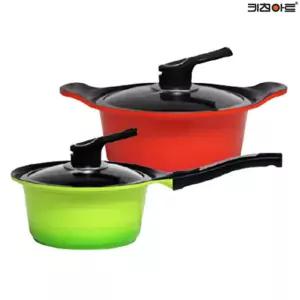 키친아트 S100G 세라믹코팅 주물 냄비세트 2종A(편수18+양수20) 코팅냄비세트