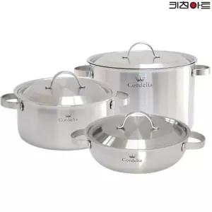 키친아트 코델리아 IH 인덕션가능 통5중 스텐레스 냄비세트 3종E(양수24+전골24+곰솥28)