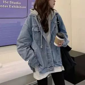 셀럽하우스 봄 가을 후드 탈부착 청 데님 자켓 캐주얼 여자점퍼