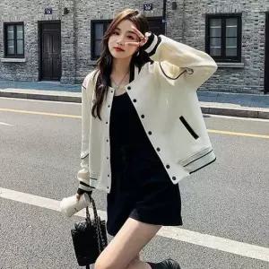 셀럽하우스 배색 자수 여자 여성 야구점퍼 숏자켓 바시티