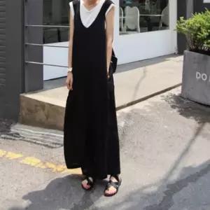 셀럽하우스 여성 U넥 데일리 점프수트 소프트 와이드팬츠 올블랙