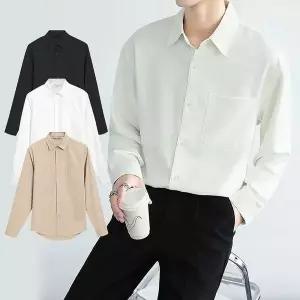 [RIZPICK]남자 오버핏 포켓남방 링클케어 긴팔 셔츠