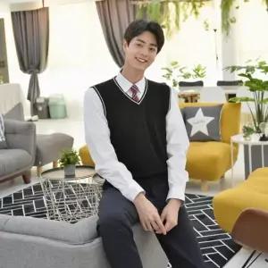 중학생가디건 교복몰 보풀방지 블랙화이트라인 교복조끼(남자) 교복