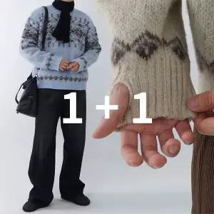 1+1 남자 앙고라 모헤어 노르딕니트 눈꽃니트