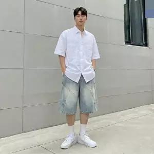 [모로엠]남성 여름 데님 카고 반바지 ON-JEH-QWFO5MUB