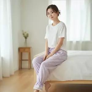 [옷자락]여자 빅사이즈 루즈핏 밴딩 스트라이프 홈웨어 바지