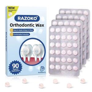 RAZOKO 90개 교정용 딸기 향 교정 왁스 브래킷 및 얼라이너용 개별 치과용 점 사전 절단