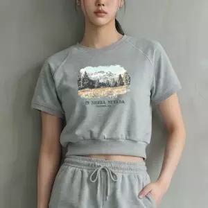 [폴앤폴]네바다 나그랑 크롭 반팔 맨투맨 5컬러
