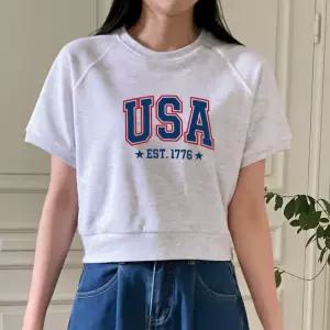 [폴앤폴]USA 1776 나그랑 크롭 반팔 맨투맨 5컬러