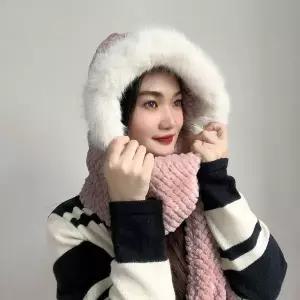 PL 커스 머플러 포근하루 일체형 후드 머플러(핑크) No16