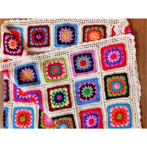 손뜨개 블랭킷 플라워패턴 핸드메이드 니트 옛날 100x100 빈티지 100x150
