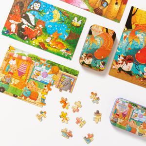 틴 케이스 직소 유아 어린이 동화 퍼즐 60pcs 놀이 이솝 우화 초등 방과후 미술 학습 교재 교구 용품 14종