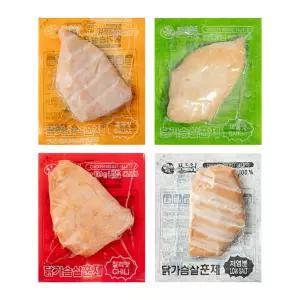 푸드원 맛닭 냉장 훈제 닭가슴살 4종 혼합 100g X 100팩 10kg (훈제25팩+마늘25팩+칠리25팩+저염분25팩)