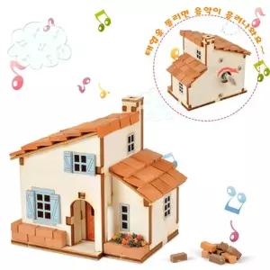 DIY 나무 조립 키트 태엽 오르골 스페인풍 집 YM-951