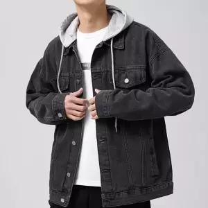 남자 오버핏 캐주얼 후드 카라 청자켓 DMS-JKA-SISDN49-블랙
